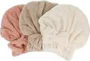 Healeved 3Pcs Fleece Hair Drying Towel Soft Super Absorbent Hair Towels for Quick Drying for Long Curly Hair Includes for Home Travel