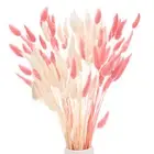 120-Pack Bunny Tails Grass 17 Inch for Home Decor/Wedding [White, Pink]