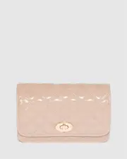 Taupe Eboni Quilted Crossbody Bag