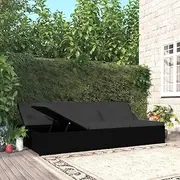 Convertible Sun Bed with Cushions - Outdoor Poly Rattan Lounge Daybed & Sofa, Black - Patio Furniture Set for Garden, Porch, Includes Cushions & Pillows, PE Rattan, Compact & Sturdy Design