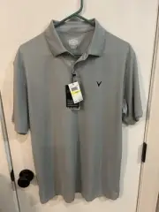 Callaway Mens Golf Shirts Polo Performance Quarry Gray Opti Dri UPF 50 size MED.