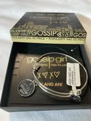 NEW Alex and Ani GOSSIP GIRL LOGO Charm Bangle Bracelet Silver NWT BOX
