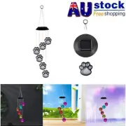 1x Solar Powered Dog Paw Light Wind Chimes Lamp Color Changing Home Garden Yard