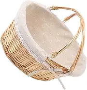 Abaodam Wicker Basket with Handle - Woven Picnic Basket Willow Woven Braided Storage Baskets - Wicker Flower Baskets for Storage Easter Picnics Home Decor