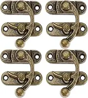 SING F LTD 4PCS Antique Quick Lock Right Latch Hook Hasp Latch 44x38mm Swing Bolt with Screws for Jewelry Boxes Trinket Boxes Gift Boxes Decoration Bronze