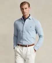 Polo Ralph Lauren Men's Jacquard-Textured Mesh Shirt - Isle Hthr Jaquard