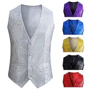 Disco 1980s Vest Disco Sequins Men's Carnival Costume Masquerade Performance Party Club Adults' Vest All Seasons