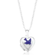 Zamel's Sterling Silver Enamel Heart Blue Bird Kids Women's Locket Jewellery
