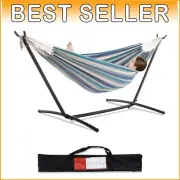 Heavy-Duty Double Hammock with Space-Saving Steel Stand - 450lb Capacity