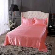 Rayon Queen Size Bed Sheet Set Satin Silky Bedsheet Set Single Double Sheets