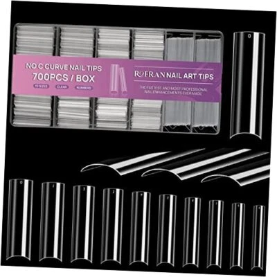 700pcs Square Nail Tips No C Curve Clear Straight 700pcs No C Curve Nail Tips
