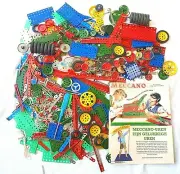 Meccano England METAL CONSTRUCTION BUILDING MATERIAL Wheels & Plates Huge Lot`50