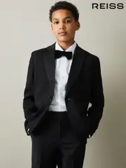 Reiss Black Knightsbridge B 9-13 yrs Tuxedo Satin Single Breasted Blazer (K74363) | $220