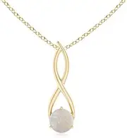 [Angara] Natural Round Opal Infinity Twist Pendant Necklace in Sterling Silver/10ct/14ct Solid Gold for Women | October Birthstone Jewellery for Her