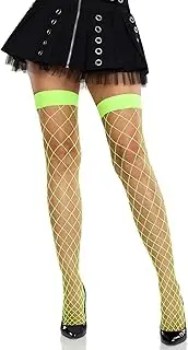 [Leg Avenue] Womens Fence Net Thigh High, NEON GREEN, Neon Green, One Size