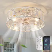 Caged Ceiling Fan with Light20 Flush Mount Ceiling Fan with White Gold
