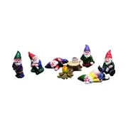 9Pcs Miniature Funny Garden Drunk Gnomes Mini Dwarf Garden Gnome Statues Decoration