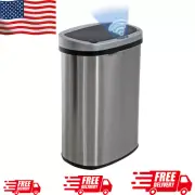 13 Gallon Kitchen Trash Can Automatic Touch Free Garbage Can with Lid Stainless.