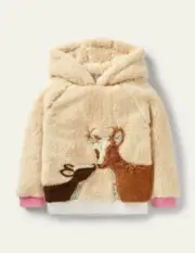 Mini Boden Deer Fleece Hoodie NWT New 7-8