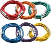 Seismic Audio SATRX-10BGORYP 6 Pack of Multi Color 10' 1/4" TRS to 1/4" TRS Patch Cables