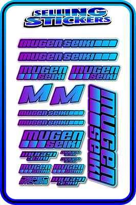 RC BUGGY STICKER MUGEN SEIKI MBX MTX MRX GT 1/10 1/8 NITRO ELEC BLUE PURPLE B