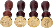 ROMISBABA 1Set DIY Wax Seal Stamp with Unique Head Designs Handle for Invitations Cards and Creative Packaging Present for Year and Christmas Celebrations