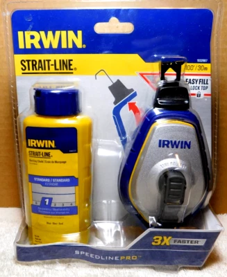 Irwin~Strait-Line Speedline 100'/ 30m. Pro 3X Faster Kit 2017 Blue Chalk