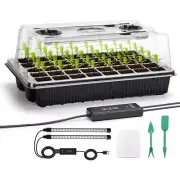 1 Set/40 Cells Seed Starter Tray with 2 Long Strip Grow Lights & Humidity Dome
