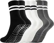 [Gendewiner] Non Slip Yoga Grip Pilates Socks for Women&Men Anti Slipper Grippy Socks for Ballet, Hospital, Dance, Trampoline, Barre