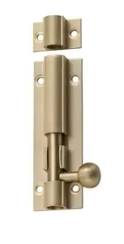 75 mm x 25 mm barrel bolt and surface keeper,7.5 mm bolt shaft,7 finishes