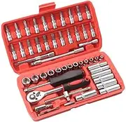 LEDON 53PCS Deep Socket Set Metric Wrench CRV 1/4" Drive Flexiable Extension Bar Tools