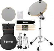Snare Drum Stand Set with Drum Practice Pad, 12'' Double-Sided Silent Drum Pad S