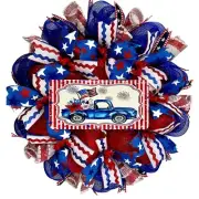 Patriotic Cruising America Handmade Deco Mesh Wreath
