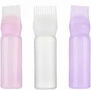 3pcs 6oz Large Capacity Root Comb Applicator Bottle, Hair Dye Brushroot Comb Squeeze Applicator Bottles With Graduated Scale For Salon Hair Coloring Dyeing Scale For Home Diy Use