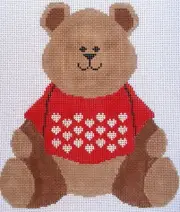 Heart Bear Hand Painted Needlepoint Canvas