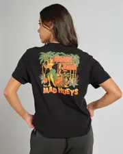 [The Mad Hueys] The Mad Hueys Women's Rumble Jungle Regular Fit T-Shirt in Black Size Large L Black
