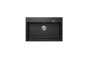 CARYSIL Waltz Granite Kitchen Sink - 780 x 510mm Single Bowl - Deep Black - Top/Under Mount