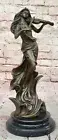 Original Bronze Female Violinist Figurine - Art Nouveau Collectible for Office