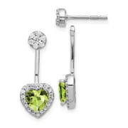 14k White Gold Real Diamond u0026 Peridot Earrings