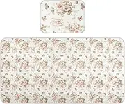 Summer Vintage Peach Cups Roses Cooling Baby Waterproof Crib Mattress pad 28" x 52" Absorbent Bed Pads for Kids for Kids, Adult