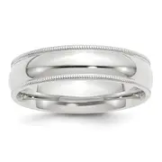 Solid 10K White Gold 6mm Milgrain Comfort Fit Men's/Women's Wedding Band Ring Size 13
