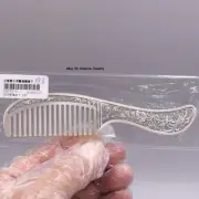 Pure S999 Fine Silver Comb Lucky Plum Flower Healthy Hair Comb 39-40g 5.1inch