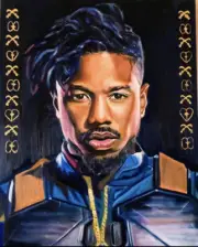 painting on canvas original by black artist Black Panther Movie Killmonger Art