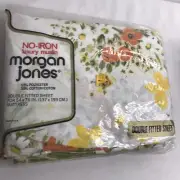 Vintage Morgan Jones No-Iron Double Fitted Sheet Muslin Bonnie Bouquet USA
