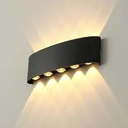 Outdoor Wall Lights, 10W Black Modern Wall Sconce Up and Down Lights Exterior Warm White Aluminum Wall Light Fixture for Indoor House Porch Garage