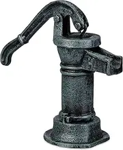 Relaxdays Decorative Hand Pump - Antique Design, Manual Nostalgic Garden Decoration in Cast Iron, Grey Green