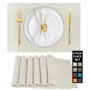 Beige Table Placemats Washable Dining Table Mats Cloth Place Set of 6 04-beige