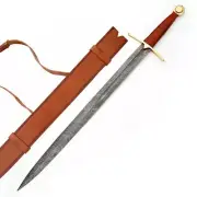 Hand Forged Damascus Steel Sword Battle Ready Medieval Sword With Sheath Gift