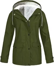 [YRAETENM] Winter Jackets for Women Warm Thick Fleece Lined Oversized Coat Waterproof Ski Snow Full-Zip Jacket With Hooded