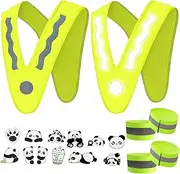BDSHUNBF Pack of 2 Safety Vest Riding, High Visibility Vest Children Lightweight Luminous Vest Reflective Vest, 4 Reflective Bands, V-Shape Signal Collar High Visibility Vest for Children Bicycle